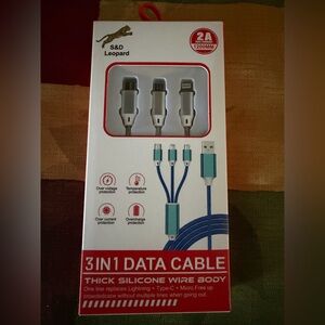 S&D Leopard 3 in 1 Data cable NEW White